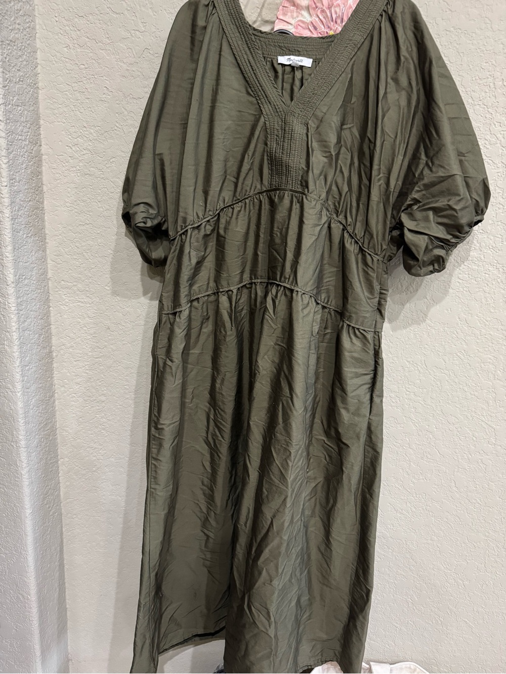 NWOT Moss Green V-Neck Women’s Dress by Madewell SZ L